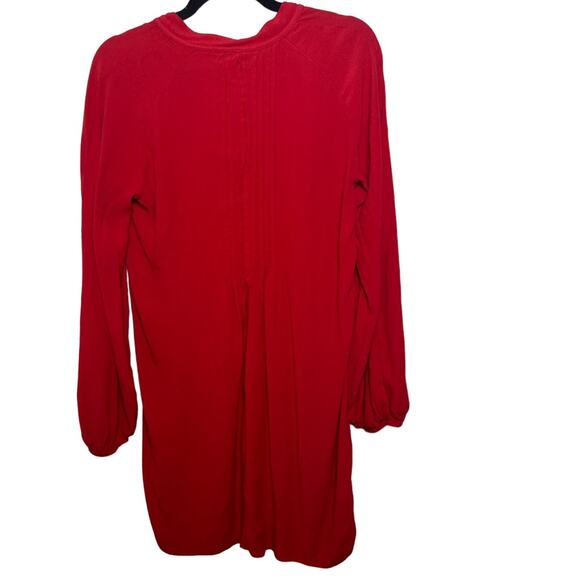 H&M Long Sleeve Red Tunic Blouse Dress Size 4 Fall Holiday Christmas Valentines - Picture 2 of 4